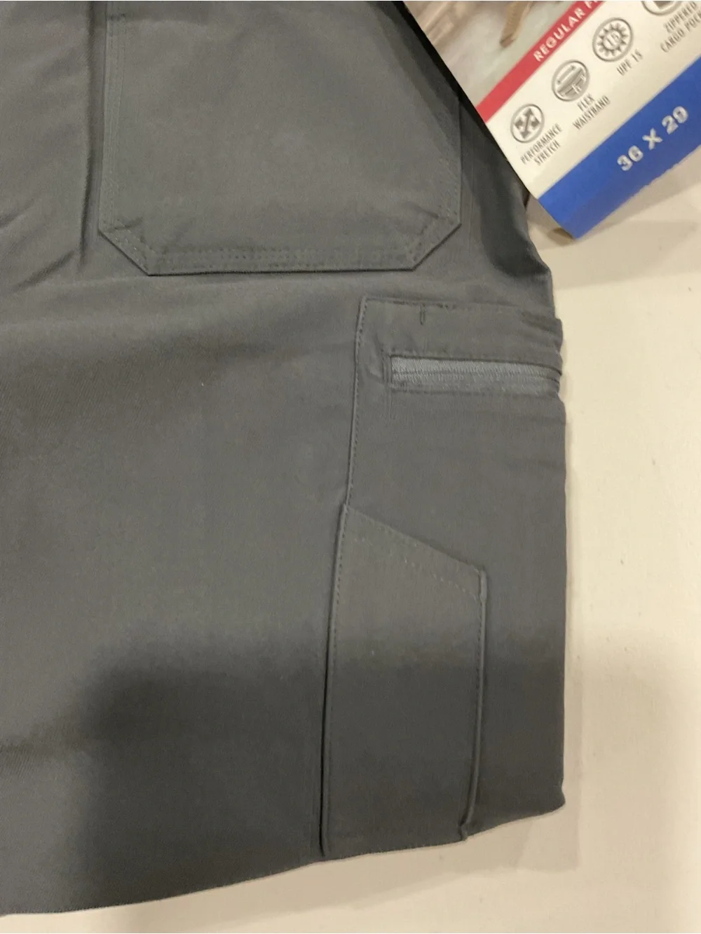 Wrangler Mens Performance Stretch Cargo Pants Grey Regular Fit 36x29 NEW